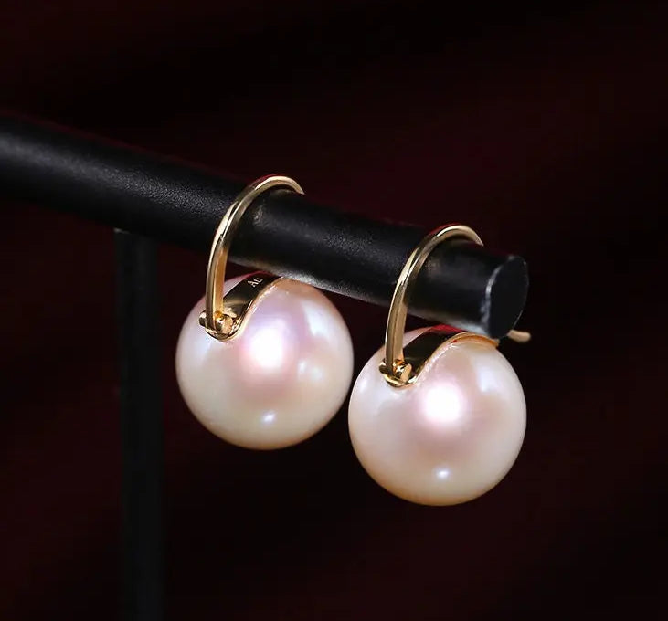 AAA+ 13mm Freshwater Pearl Earrings - 18K Yellow Gold Etsy