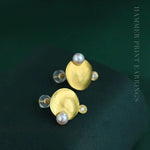 5A+ High Luster 5mm White Pink Pearl & Natural Diamond Earrings Handmade 18k Solid Yellow Gold Disc Earrings, Anniversary Gift Idea Etsy