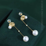 4-9mm Natural Freshwater White Pink Pearl & Natural Diamond Earrings Handmade 18k Solid Yellow Gold Star and Moon Earrings, Anniversary Gift Etsy