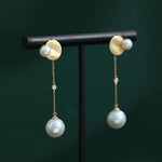 4-9mm Natural Freshwater White Pink Pearl & Natural Diamond Earrings Handmade 18k Solid Yellow Gold Star and Moon Earrings, Anniversary Gift Etsy