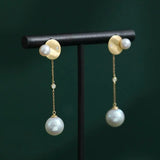 4-9mm Natural Freshwater White Pink Pearl & Natural Diamond Earrings Handmade 18k Solid Yellow Gold Star and Moon Earrings, Anniversary Gift Etsy