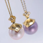 13mm Natural High Luster White & Purple Pearl Necklace 18k Gold Plated Vermeil Necklace Etsy