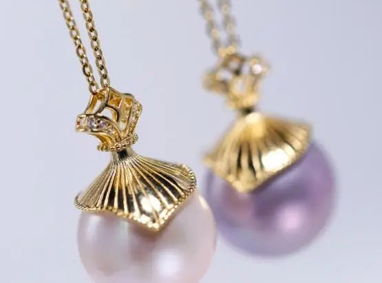 13mm Natural High Luster White & Purple Pearl Necklace 18k Gold Plated Vermeil Necklace Etsy