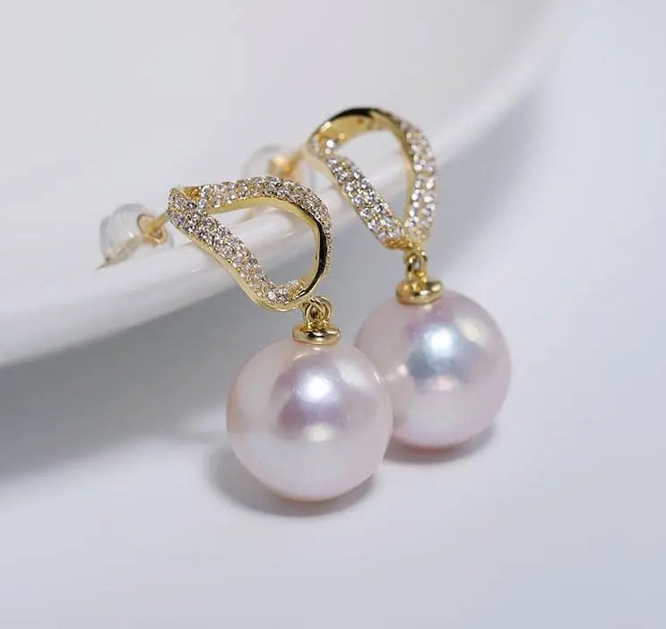 AAA+ 12mm Freshwater White Pearl Earrings - 18K Gold Plated Vermeil Etsy