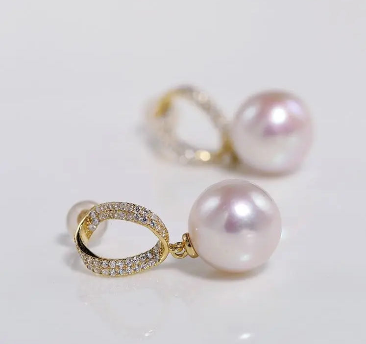 AAA+ 12mm Freshwater White Pearl Earrings - 18K Gold Plated Vermeil Etsy