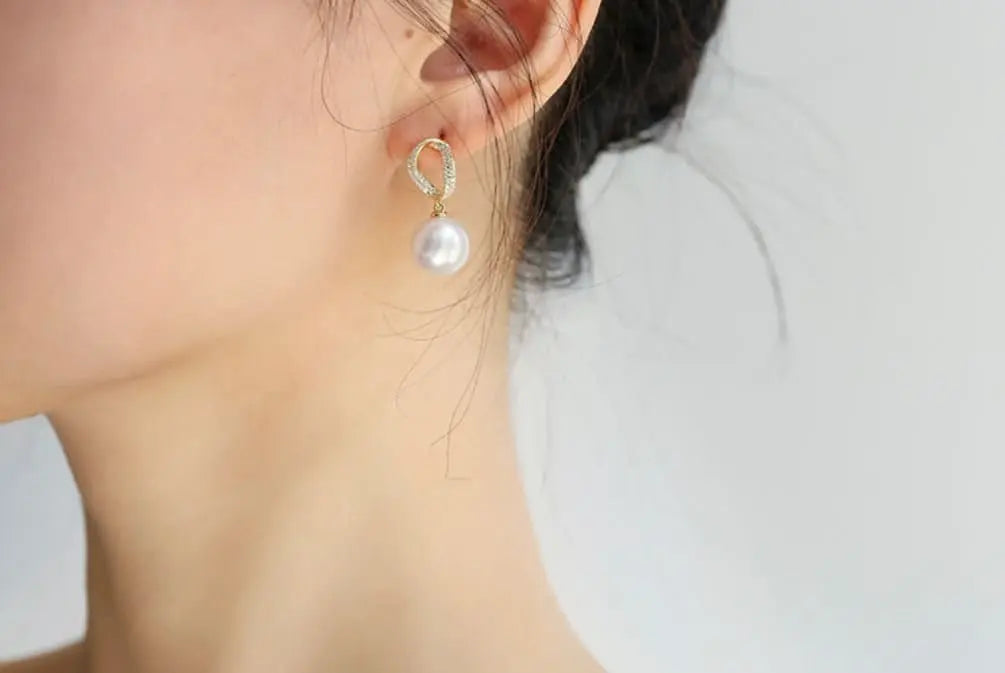 AAA+ 12mm Freshwater White Pearl Earrings - 18K Gold Plated Vermeil Etsy