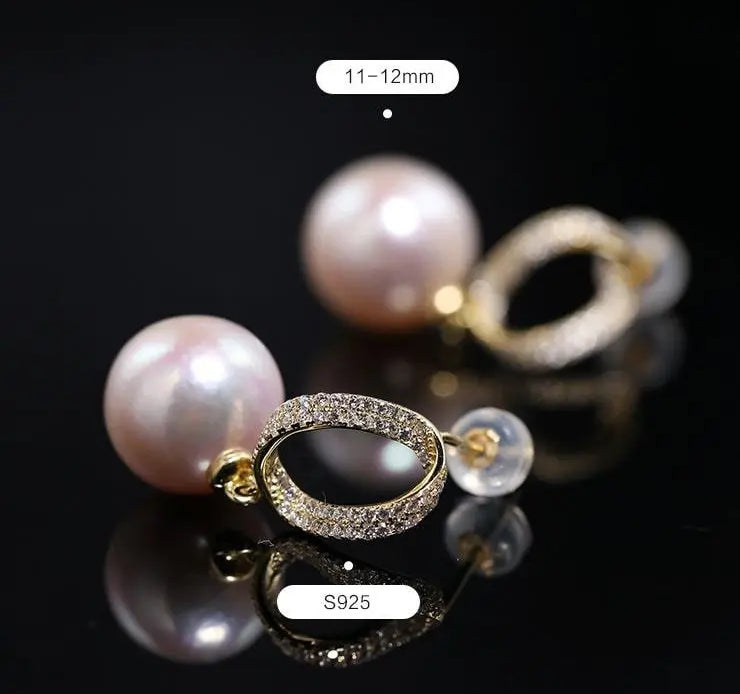 AAA+ 12mm Freshwater White Pearl Earrings - 18K Gold Plated Vermeil Etsy