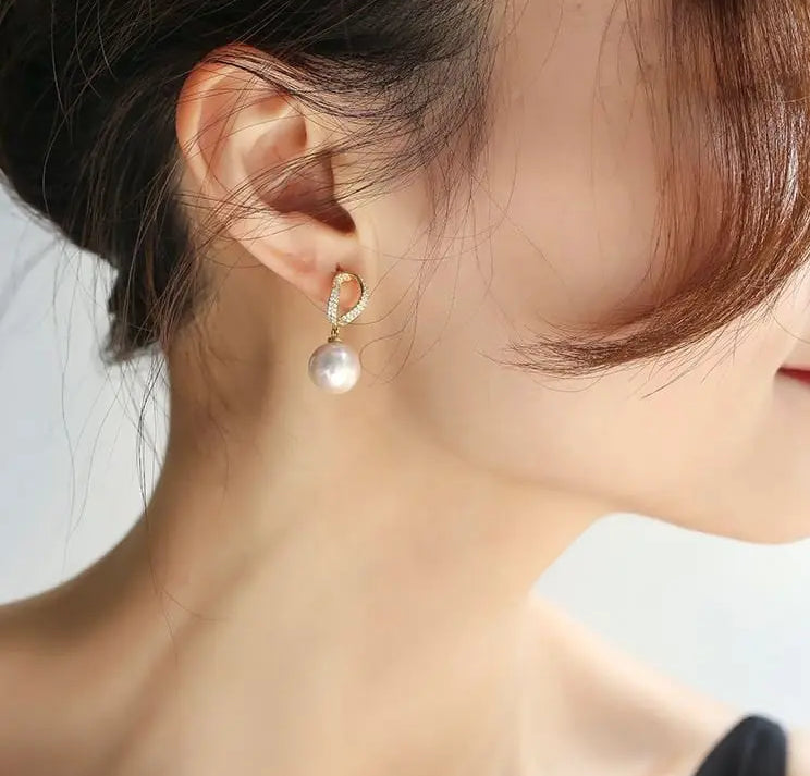 AAA+ 12mm Freshwater White Pearl Earrings - 18K Gold Plated Vermeil Etsy