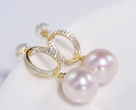 AAA+ 12mm Freshwater White Pearl Earrings - 18K Gold Plated Vermeil Etsy