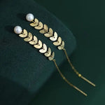 18K Gold Akoya Pearl Leaf Earrings - High Luster White Pearl Etsy