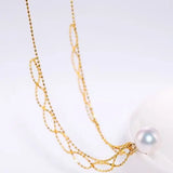 18K Yellow Gold 9mm Natural Akoya Pearl Lace Necklace, White Pink Pearl Lace Necklace, Gift for Her, Hollow Out Design Necklace, Gift Idea Etsy