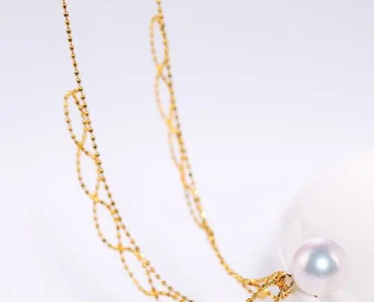 18K Yellow Gold 9mm Natural Akoya Pearl Lace Necklace, White Pink Pearl Lace Necklace, Gift for Her, Hollow Out Design Necklace, Gift Idea Etsy
