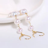 6-9mm Natural High Luster White Pink Pearl Earrings Handmade 18k Solid Yellow Gold Multi Pearl Drop Earrings, Anniversary Gift Idea Etsy