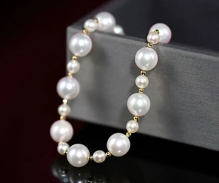 18K Yellow Gold 4-8mm Akoya Pearl Strand Bracelets Etsy