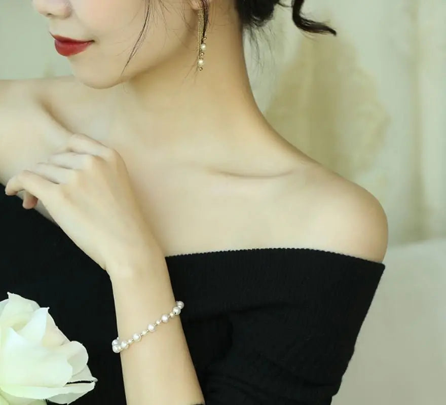 High Luster Akoya Pearl Strand 18K Bracelets - 18K Yellow Gold Etsy