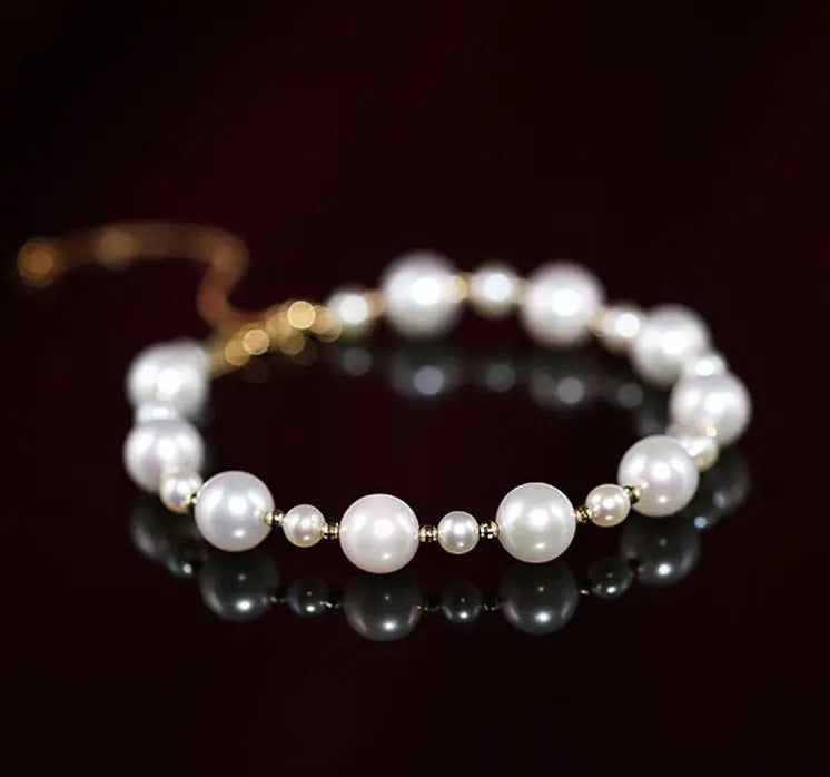 High Luster Akoya Pearl Strand 18K Bracelets - 18K Yellow Gold Etsy