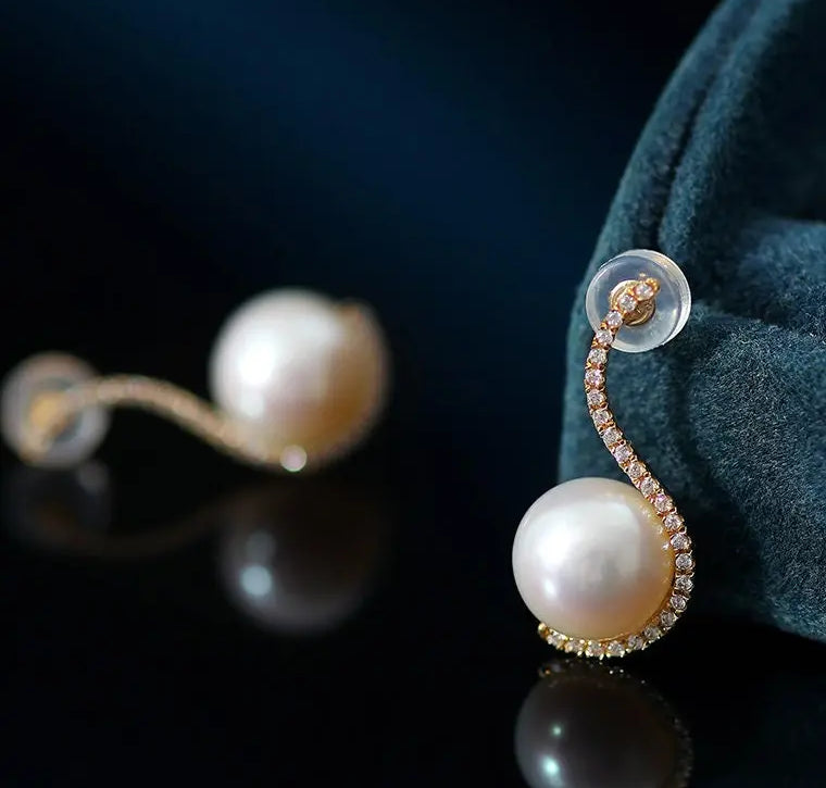 10mm Natural High Luster White Pearl Earrings Handmade 18k Solid Yellow Gold White Pearl Earrings, Seawater Pearl Earrings, Gift for Mom Etsy