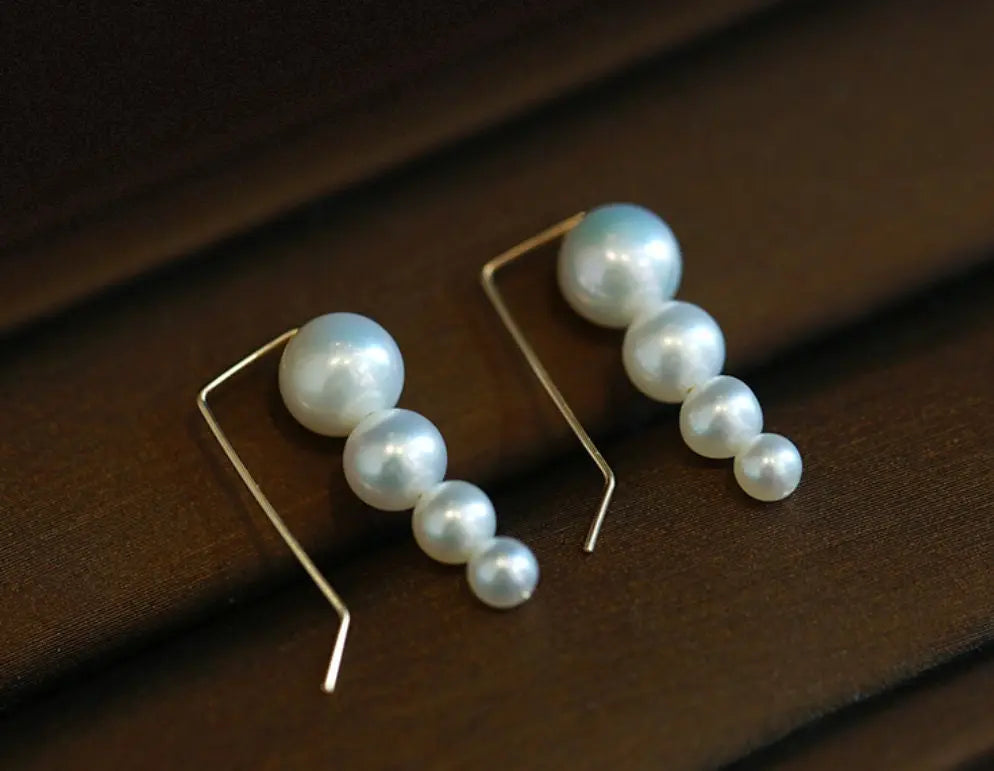 Grape Desgin Earrings, Natural High Luster White Pearl Earrings, 14k Gold Filled Handmade Earrings, Gift for Mom, Anniversary Gift Idea - LaCorserArtJewelry