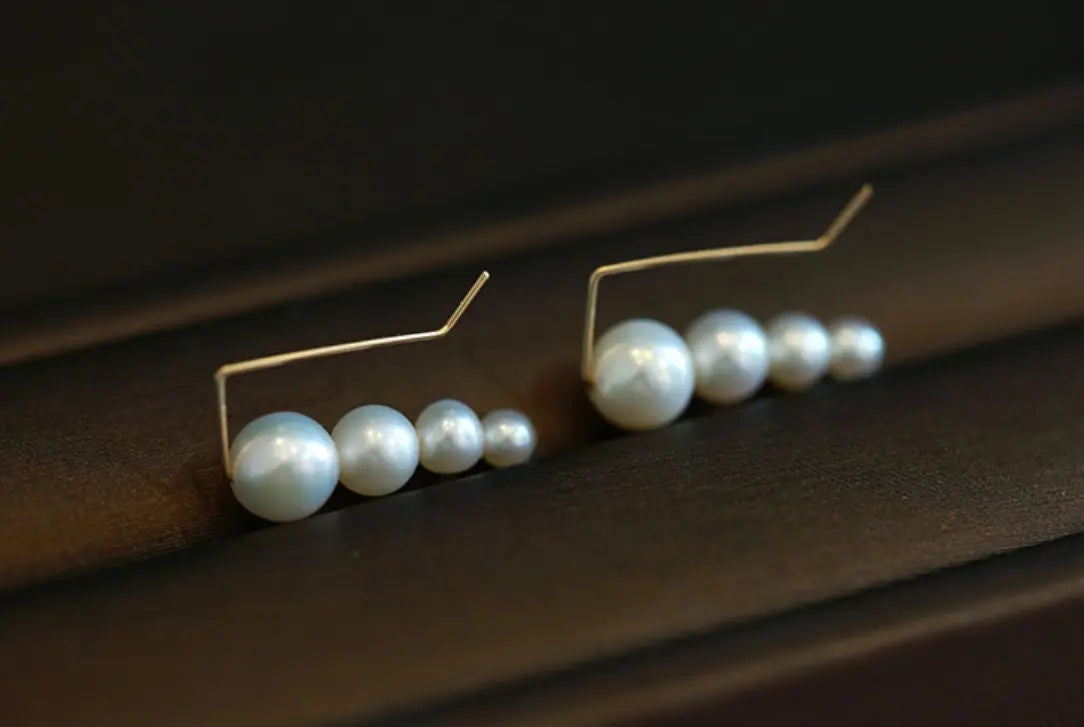 Grape Desgin Earrings, Natural High Luster White Pearl Earrings, 14k Gold Filled Handmade Earrings, Gift for Mom, Anniversary Gift Idea - LaCorserArtJewelry