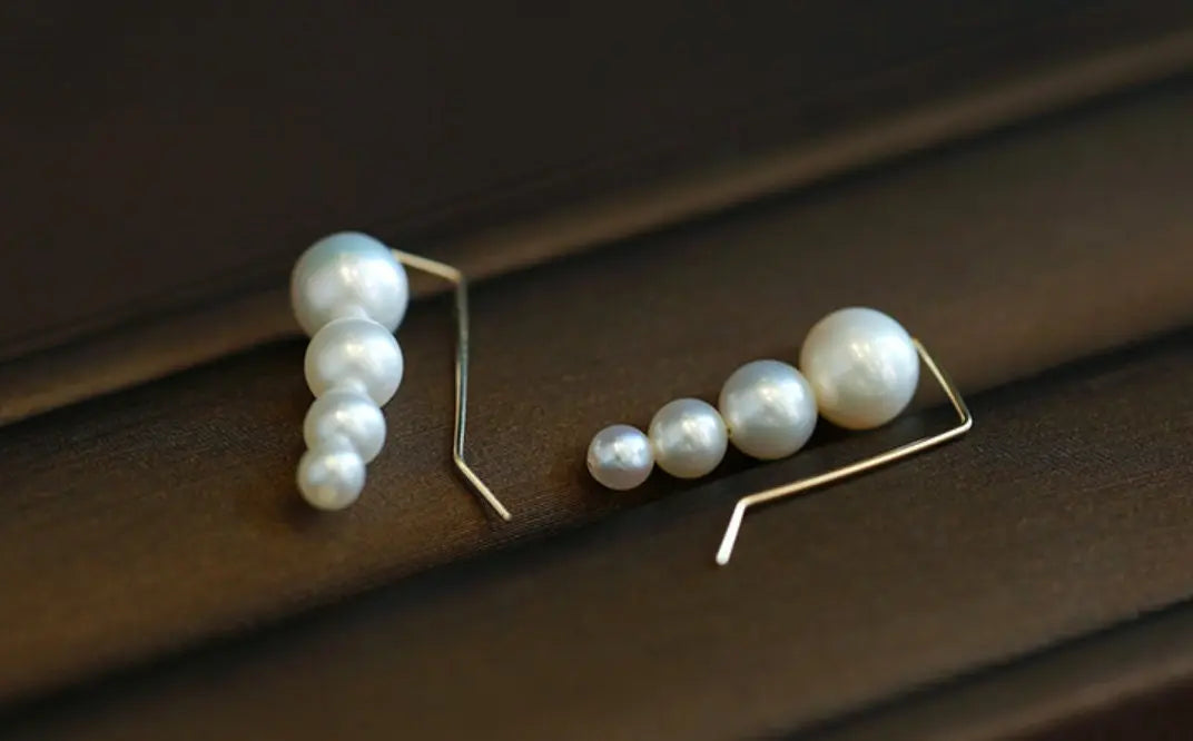 Grape Desgin Earrings, Natural High Luster White Pearl Earrings, 14k Gold Filled Handmade Earrings, Gift for Mom, Anniversary Gift Idea - LaCorserArtJewelry