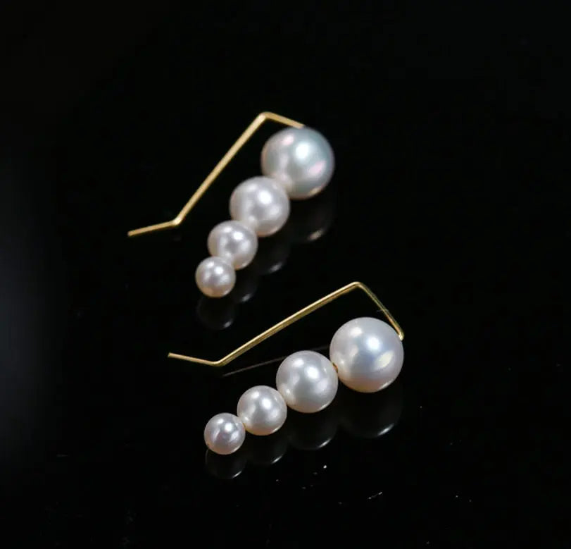 Grape Desgin Earrings, Natural High Luster White Pearl Earrings, 14k Gold Filled Handmade Earrings, Gift for Mom, Anniversary Gift Idea - LaCorserArtJewelry
