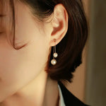 9mm Natural White Pearl Earrings, 14k Gold Filled White Pearl Earrings - LaCorserArtJewelry