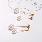 9mm Natural White Pearl Earrings, 14k Gold Filled White Pearl Earrings - LaCorserArtJewelry