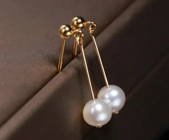 9mm Natural White Pearl Earrings, 14k Gold Filled White Pearl Earrings - LaCorserArtJewelry