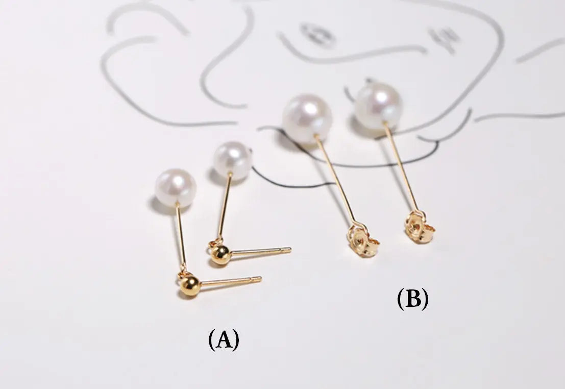 9mm Natural White Pearl Earrings, 14k Gold Filled White Pearl Earrings - LaCorserArtJewelry