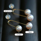 6-8mm Natural High Luster White Pearl & White Diamond Earrings Handmade 18k Solid Yellow Gold White Pearl Earrings, Gift for Mom, Gift Idea Etsy