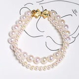 Bowknot Design Freshwater Pearl Strand Bracelet - 18K Gold Plated Etsy