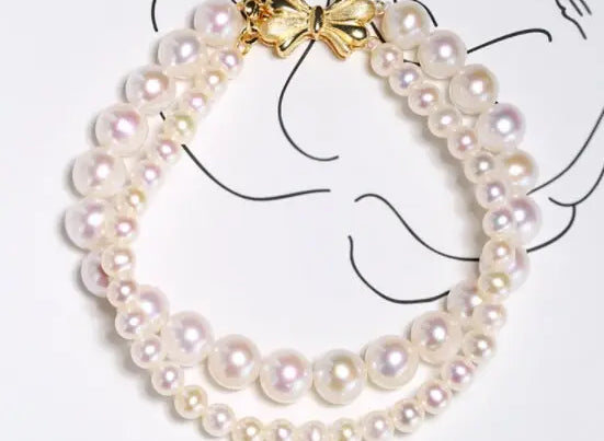 Bowknot Design Freshwater Pearl Strand Bracelet - 18K Gold Plated Etsy