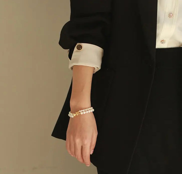 Bowknot Design Freshwater Pearl Strand Bracelet - 18K Gold Plated Etsy