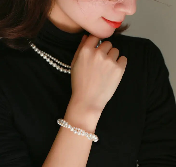Bowknot Design Freshwater Pearl Strand Bracelet - 18K Gold Plated Etsy