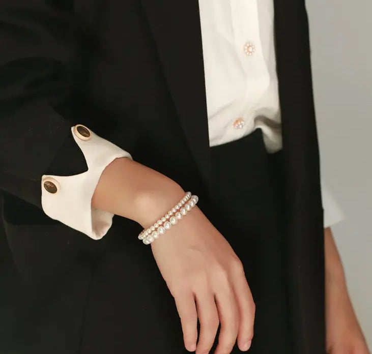 Bowknot Design Freshwater Pearl Strand Bracelet - 18K Gold Plated Etsy