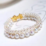 Bowknot Design Freshwater Pearl Strand Bracelet - 18K Gold Plated Etsy