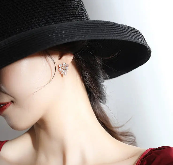 High Luster Akoya Pearl Earrings - Silver 925 Sakura Flower Design Etsy