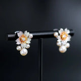 High Luster Akoya Pearl Earrings - Silver 925 Sakura Flower Design Etsy