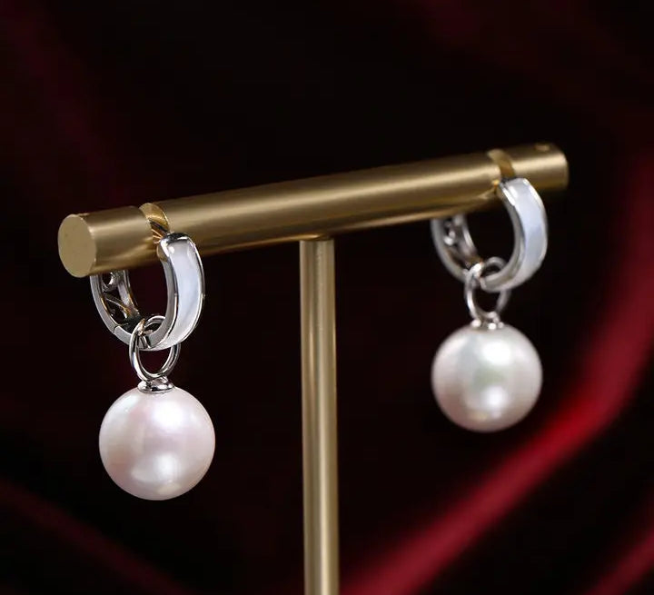 Freshwater White Pearl Circle Earrings - 18K Gold Plated Vermeil Etsy