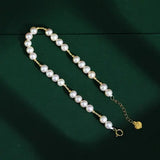 18K Yellow Gold Natural High Luster White Pearl Bracelets, Handmade Pearl Beaded Bracelets, Anniversary Gift Idea for Her Etsy