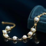 18k Yellow Gold Natural Japan Akoya Pearl Bracelets, High Luster White Pearl Lace Bracelets, Beaded Pearl Bracelet, Anniversary Gift Idea Etsy