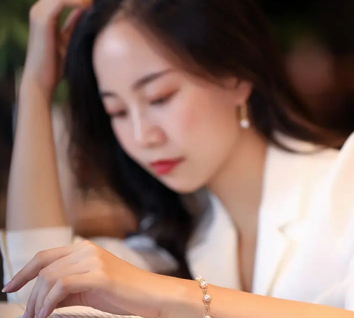 18k Yellow Gold Natural Japan Akoya Pearl Bracelets, High Luster White Pearl Lace Bracelets, Beaded Pearl Bracelet, Anniversary Gift Idea Etsy