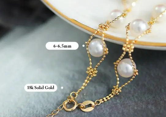 18k Yellow Gold Natural Japan Akoya Pearl Bracelets, High Luster White Pearl Lace Bracelets, Beaded Pearl Bracelet, Anniversary Gift Idea Etsy