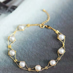 18k Yellow Gold Natural Japan Akoya Pearl Bracelets, High Luster White Pearl Lace Bracelets, Beaded Pearl Bracelet, Anniversary Gift Idea Etsy