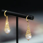 8mm Natural Japan Akoya Pearl Earrings 18k Solid Yellow Gold High Luster White Pearl Lace Earrings, Seawater Pearl, Anniversary Gift Idea Etsy