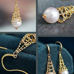 8mm Natural Japan Akoya Pearl Earrings 18k Solid Yellow Gold High Luster White Pearl Lace Earrings, Seawater Pearl, Anniversary Gift Idea Etsy