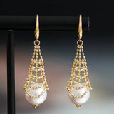 8mm Natural Japan Akoya Pearl Earrings 18k Solid Yellow Gold High Luster White Pearl Lace Earrings, Seawater Pearl, Anniversary Gift Idea Etsy