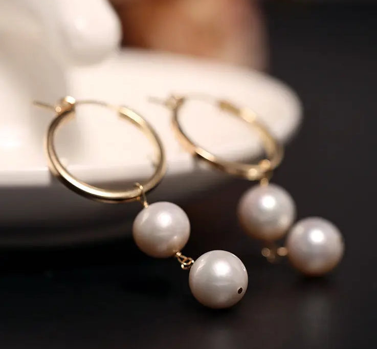 9.5mm High Luster Akoya Pearl Drop Earrings - 14K Gold Filled Etsy