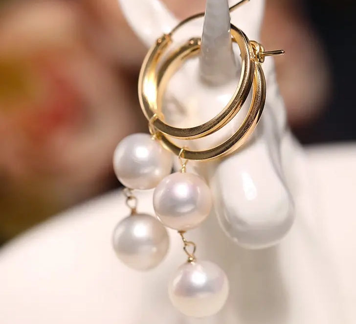 9.5mm High Luster Akoya Pearl Drop Earrings - 14K Gold Filled Etsy