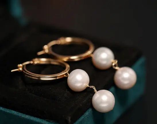 9.5mm High Luster Akoya Pearl Drop Earrings - 14K Gold Filled Etsy